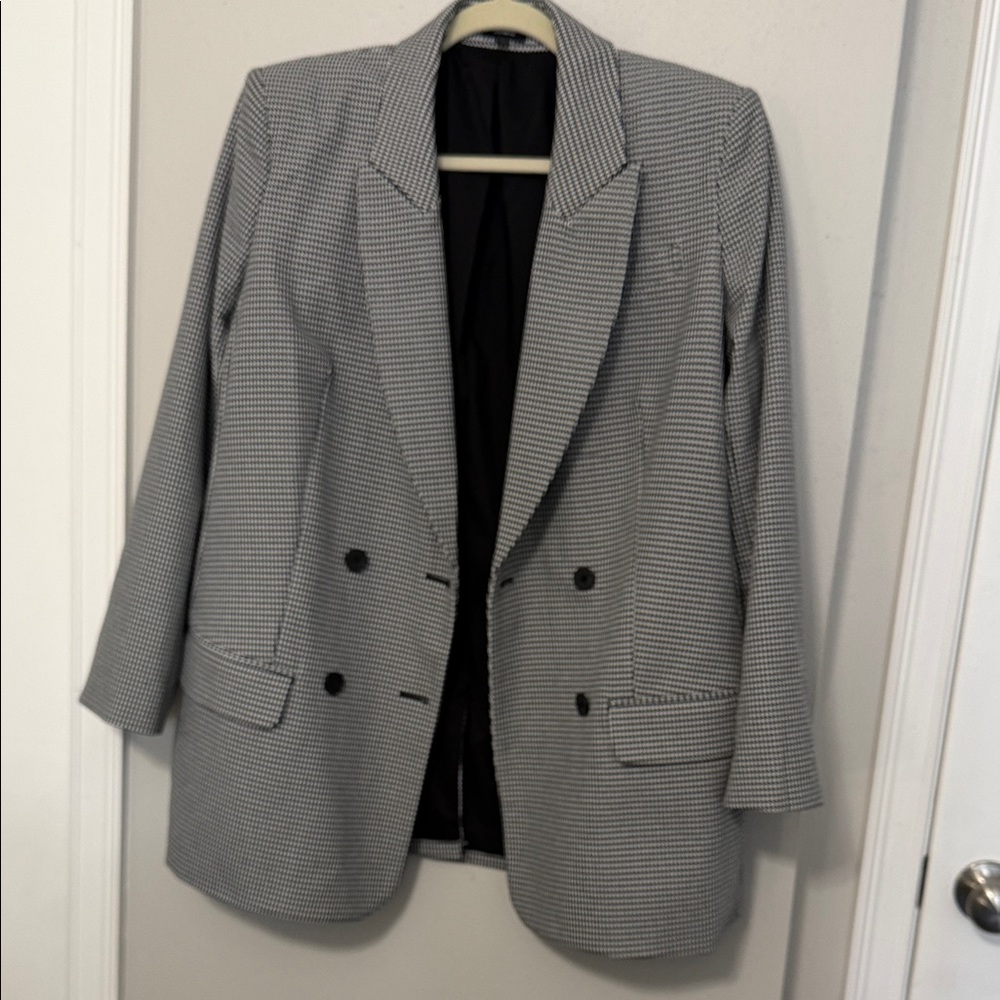 Express Black and White Checkered Blazer